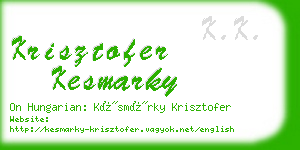 krisztofer kesmarky business card